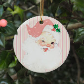 Blush Pink Winking Santa Kerstboom Keramisch Ornament