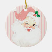 Blush Pink  Winking Santa Kerstboom Keramisch Ornament (Voorkant)