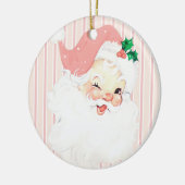 Blush Pink  Winking Santa Kerstboom Keramisch Ornament (Links)