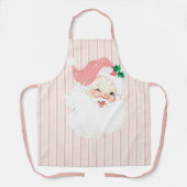Blush Pink Winking Santa Kerstgeschreeuw Schort (Voorkant)
