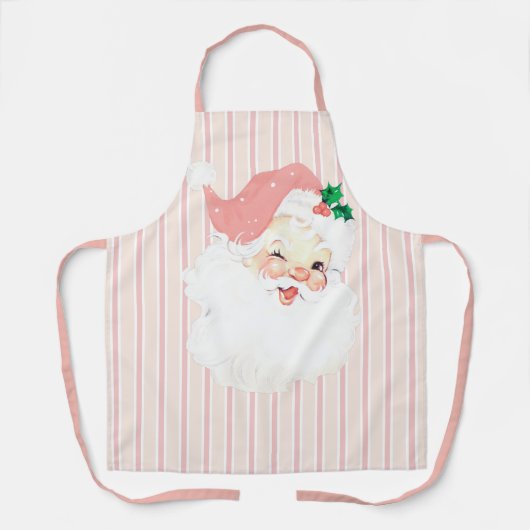Blush Pink  Winking Santa Kerstgeschreeuw Schort (Voorkant)