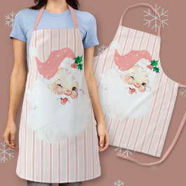 Blush Pink Winking Santa Kerstgeschreeuw Schort