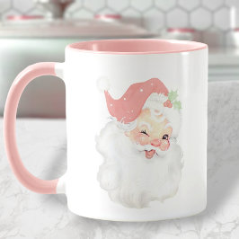 Blush Pink Winking Santa Kerstmis Mok