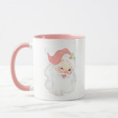 Blush Pink  Winking Santa Kerstmis Mok (Links)