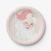 Blush Pink  Winking Santa Kerstparty Papieren Bordje (Voorkant)