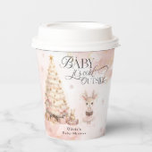 Blush Pink Winter Baby Deer Baby shower Papieren Bekers (Voorkant)