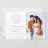 Blush Pink Winter Baby shower Foto Uitnodigen Kaart (Voorkant)