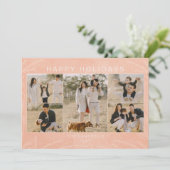 Blush Pink Winter Foliage 5 foto's Collage Feestdagenkaart (Staand voorkant)