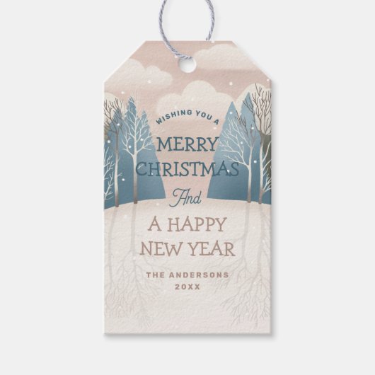 Blush Pink Winter Forest | Woodland Christmas Cadeaulabel (Voorkant)