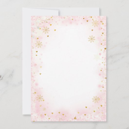 Blush Pink Winter Onederland Birthday Uitnodiging (Achterkant)
