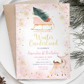 Blush Pink Winter Onederland Birthday Uitnodiging