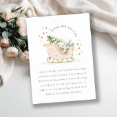 Blush Pink Winter Sleigh Books for Baby shower Informatiekaartje