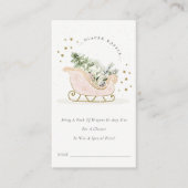 Blush Pink Winter Sleigh Diaper Baby shower Raffle Informatiekaartje (Voorkant)