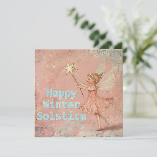 Blush Pink Winter Solstice Kaart (Staand voorkant)