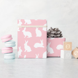 Blush Pink With White Bunny Pattern Lovely Easter Cadeaupapier
