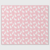 Blush Pink With White Bunny Pattern Lovely Easter Cadeaupapier (Vlak)