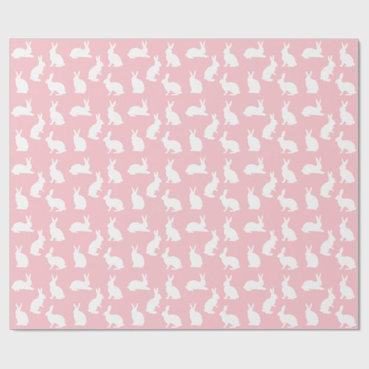 Blush Pink With White Bunny Pattern Lovely Easter Cadeaupapier (Vlak)