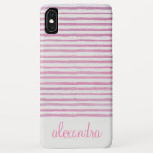 Blush Pink - Witte Girly Waterverf Stripes Case-Mate iPhone Case (Achterkant)