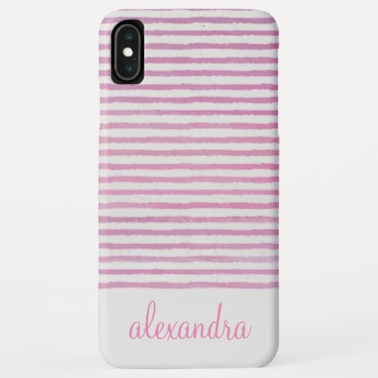 Blush Pink - Witte Girly Waterverf Stripes Case-Mate iPhone Case (Achterkant)