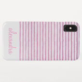 Blush Pink - Witte Girly Waterverf Stripes Case-Mate iPhone Case (Achterkant (horizontaal))