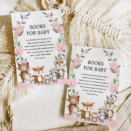 Blush Pink Woodland Animal Books for Baby Girl Informatiekaartje