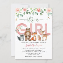Blush Pink Woodland animals Girl Baby shower