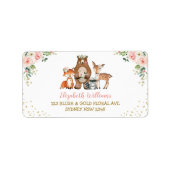 Blush Pink Woodland Dieren Bloemen Retouradres Etiket (Voorkant)