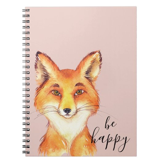 Blush Pink wordt Happy Fox Notitieboek (Voorkant)