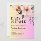 Blush Pink & Yellow Floral Baby Shower Invitation Kaart (Voorkant)
