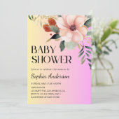 Blush Pink & Yellow Floral Baby Shower Invitation Kaart (Staand voorkant)