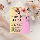 Blush Pink & Yellow Floral Baby Shower Invitation Kaart