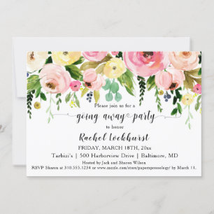 Blush Pink Yellow Floral Blooms die weggaan Partij Kaart