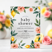 Blush Pink Yellow Floral Citrus Citrus Baby shower Acryl Uitnodigingen
