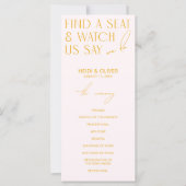 Blush Pink & Yellow Modern Wedding Programs (Voorkant)