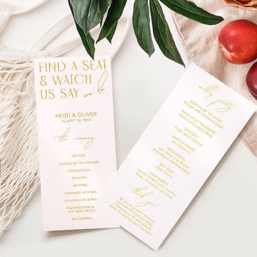 Blush Pink & Yellow Modern Wedding Programs