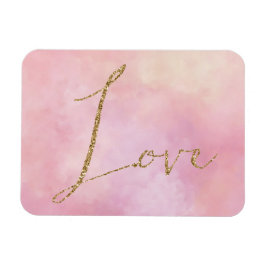 Blush Pink Yellow Tie dye Gold Glitter Love Magneet