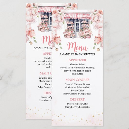 Blush Pink Ze is van de markt Vrijgezellenfeest Menu (Voorkant / Achterkant)