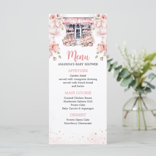 Blush Pink Ze is van de markt Vrijgezellenfeest Menu (Staand voorkant)
