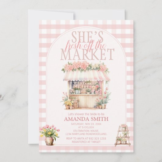 Blush Pink Ze is vers van de markt Bloemen Kaart (Voorkant)