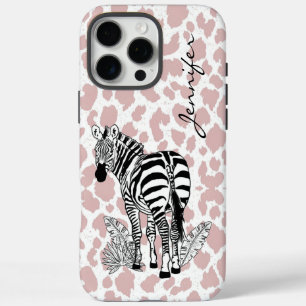 Blush Pink Zebra Animal Print iPhone iPhone 16 Pro Max Hoesje