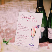 Blush Pink zijn & hers Signature Drink Wedding Reclamebord Met Voetstuk