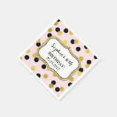 Blush Pink Zwart Goud Confetti Verjaardagsfeest Servet (Hoek)
