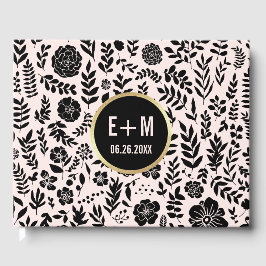 Blush Pink | Zwart | Gouden bruiloft Gastenboek