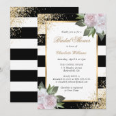 Blush Pink Zwart Wit Goud Bloemen Vrijgezellenfees Kaart (Voorkant / Achterkant)