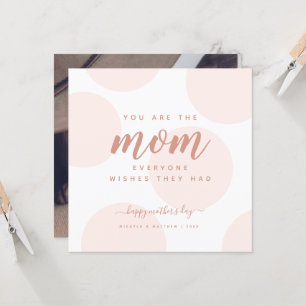 Blush PinkPolka Dot Moederdag Photo Flat Kaart