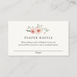 Blush Pinks Bloemen en Groene Luier Raffle Informatiekaartje