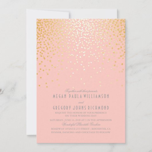Blush Pinks en gouden Confetti Vintage bruiloft Kaart (Voorkant)