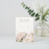 Blush Pioen Bloemen Ketting Oorbel Combo Display Visitekaartje (Staand voorkant)