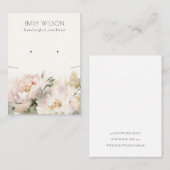 Blush Pioen Bloemen Ketting Oorbel Combo Display Visitekaartje (Voorkant / Achterkant)