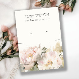Blush Pioen Bloemen Ketting Oorbel Combo Display Visitekaartje